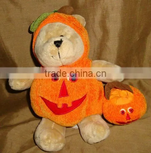Halloween Plush Soft Stuffed Pumpkin Bear