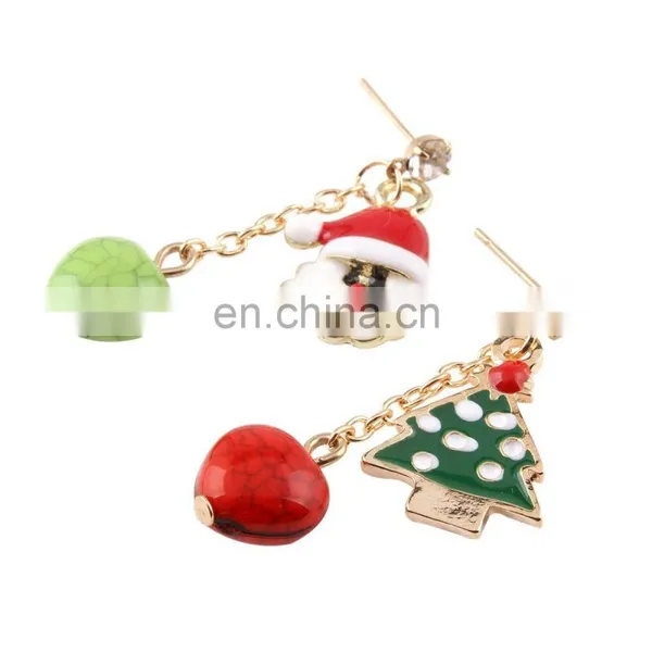 Hot Sales Christmas Trees and Santa Claus Enmal Drop Earring photo-2