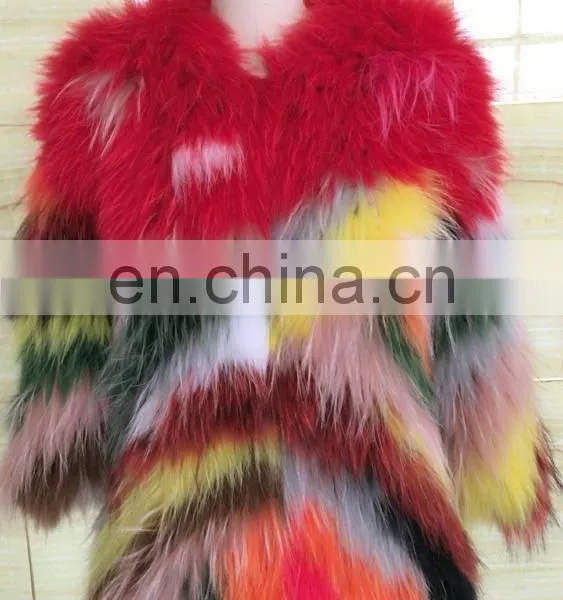 Hot-sale Real Raccoon Fur Colorful Jacket Winter for Women photo-3