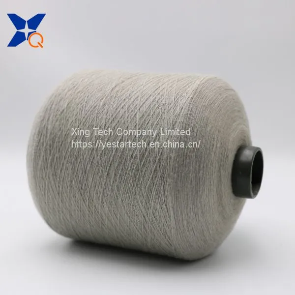 Light Grey Ne16/1ply 5% Stainless Steel Staple Fiber Blended With 95% Polyester Fiber for Knitting Touchscreen Gloves-XT11041 photo-5