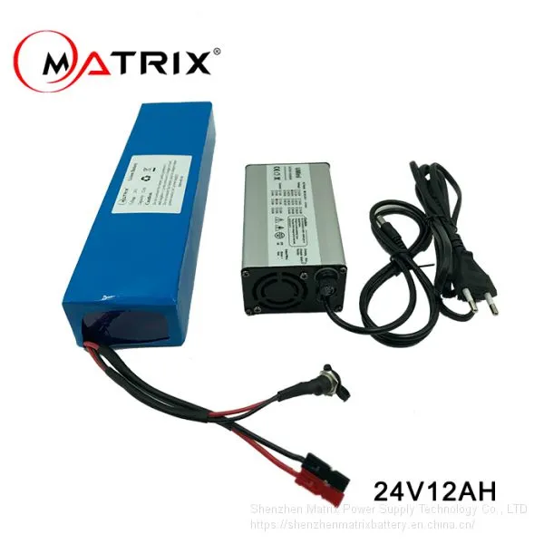 Rechargeable Lithium Ion Battery 24V 12Ah With Charger for Ebike E-scooter Electric Wheelchair