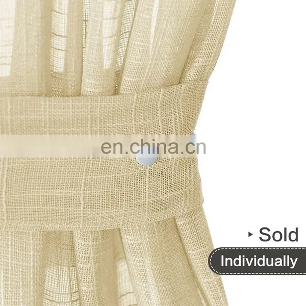 2019 Latest Linen Textured Turkish Rideaux Salon Voile Curtains Linen Curtains With Polyester Voile photo-4