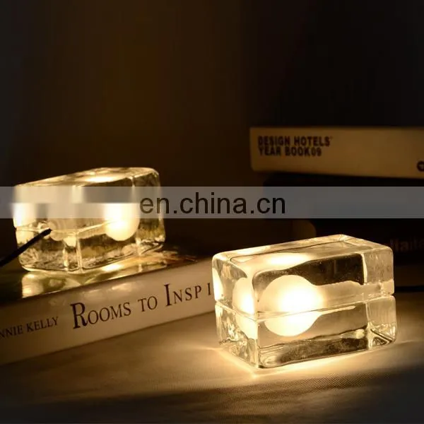 Modern Contemporary Hotel Bedroom Table Lamps With Glass Shades LED Ice Cube Table Lamp photo-5