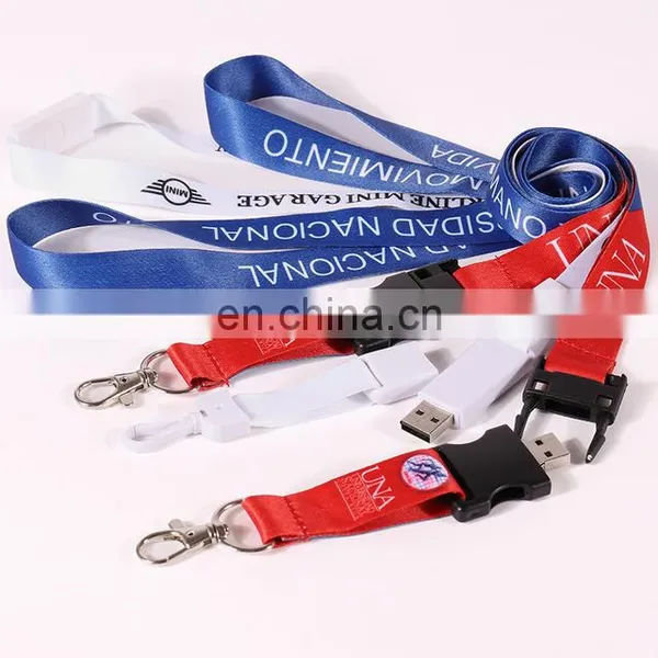 Free Sample Custom Logo Heat Transfer Printing Neck Breakaway Polyester Keychain Lanyard USB Drive With Buckle photo-4