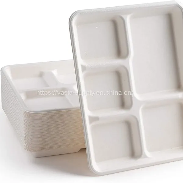Wholesale Biodegradable Sugarcane Tableware Pile Food on 8“x10“ Bagasse Trays Does NOT Bend for Family Cookouts photo-3
