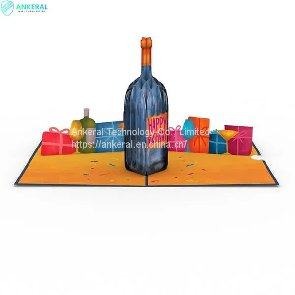 Vintage Wine 3D Pop-up Cards Best Happy Birthday Party Celebration Greeting Cards for Dad photo-3