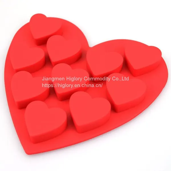 3D DIY Kitchen Accessories Fondant Candy Cake Chocolate Silicone Baking Mold 10 Cavity Love Heart Shaped Breakable Silicone Mold photo-2