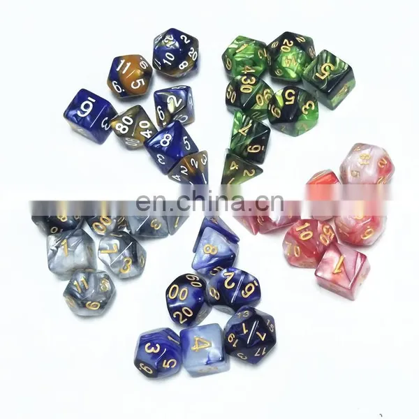 Custom Wholesale 7 Pieces Dice Role Playing Polyhedral Dice for Dungeons and Dragons Games Acrylic Plastic Double-color Dice photo-3