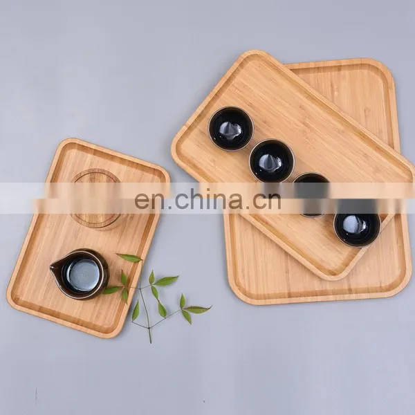 Natural Ecofriendly Round Wooden Platter Snack Food Bamboo Serving Tray photo-4