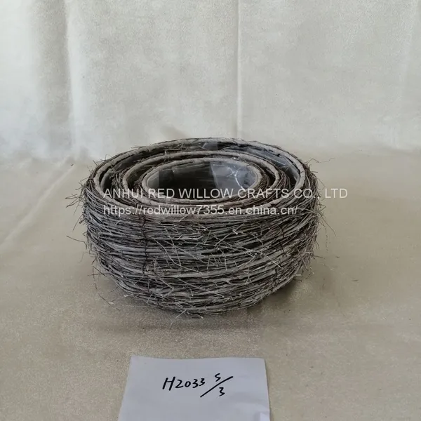 White Painted Grass Basket photo-5