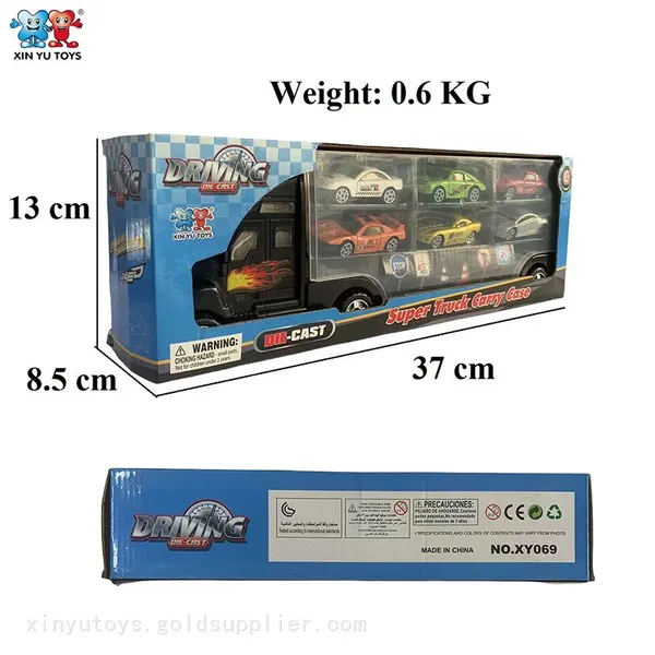 XINYU Diecast Trailer Truck Play Set With 6 PCS of Die Cast Cars 1/64 Scale photo-2