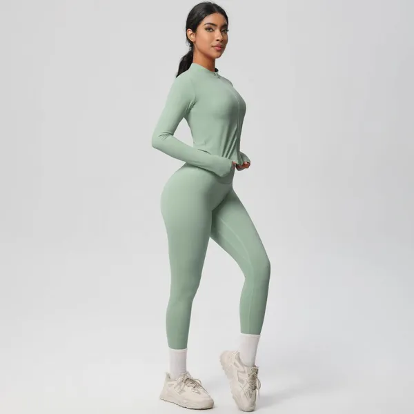 New Cross-Border Tight-Fitting Brushed Wrinkle-Resistant Solid Quick-Dry Yoga 2-Piece Fitness Wear Outdoor Casual Running Set