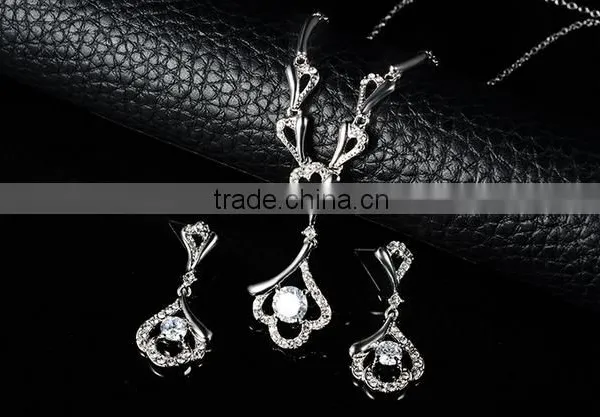 Fashion Elegant Crystal Shaped Necklace Earring Jewelry Set photo-3