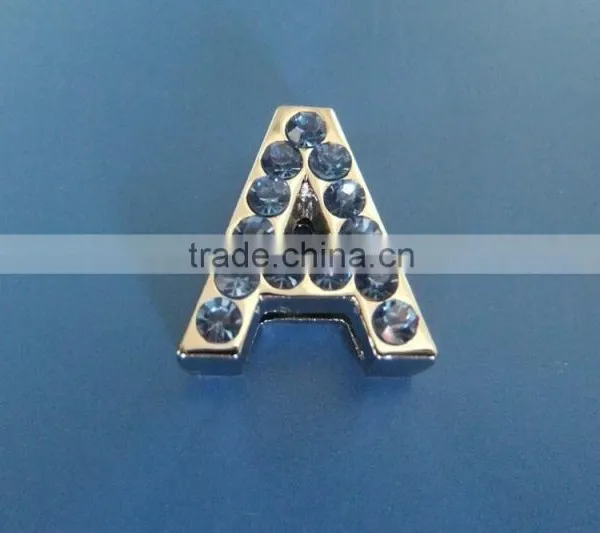 Zinc Alloy 18mm Slide Letters With Light Blue Rhinestones photo-3