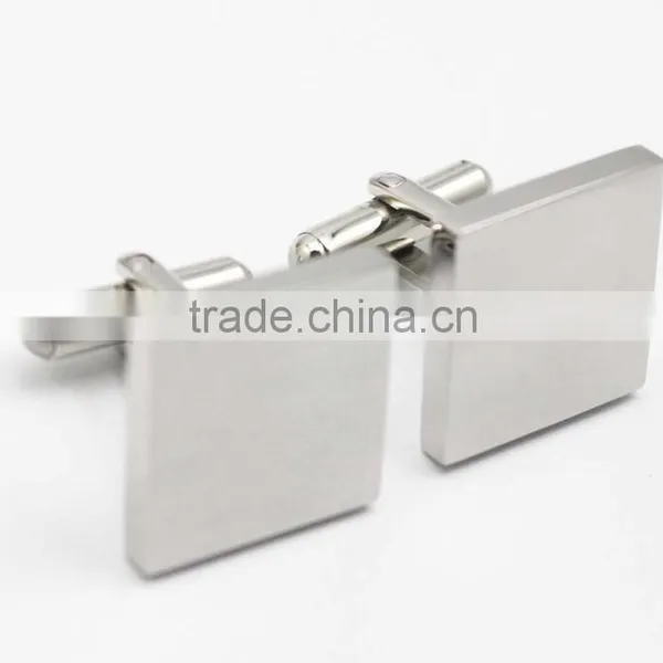 316L Stainless Steel Shiny Silver Classic Mens Square Cuff Button