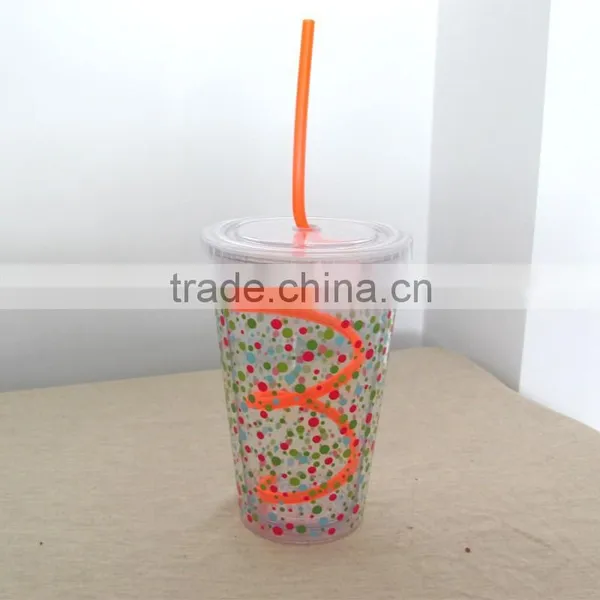 Travel Cup With Lid and Straw Double Wall BPA Free