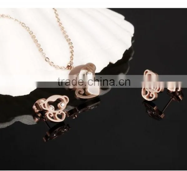 2016 Chinese New Year 316L Stainless Steel Rose Gold Plated Lucky Monkey Earring for Women photo-4