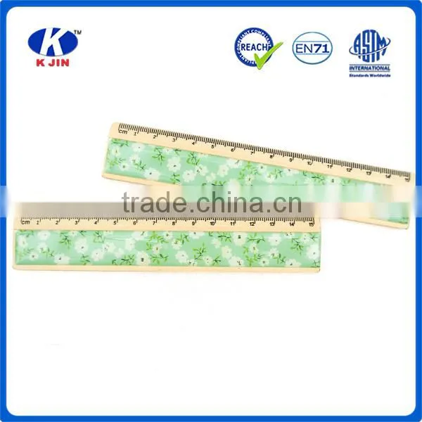 2016 Factory Cheap Price Cute Floral Stickers 15cm Wooden Ruler for Kids photo-3