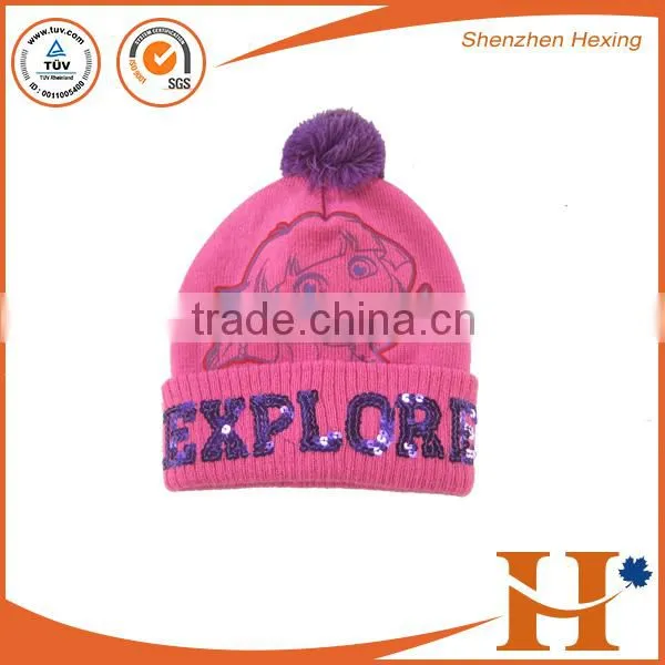 Knitting Pattern Hat Striped Knitted Beanie Children's Knitted Pom Pom Beanie photo-3