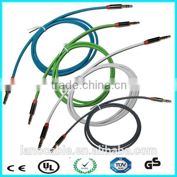 3.5mm Noodle Flat Tpe Plastic Aux Stereo Audio Cable photo-3
