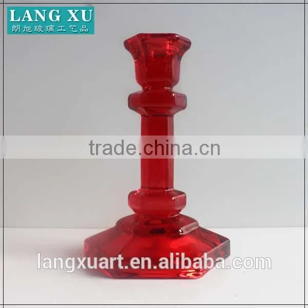 LXHY-A057 Hexagonal Base Antique Crystal Clear Colored Glass Tapper Candle Holder photo-4