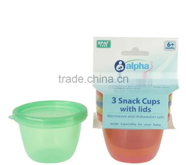 3 Pack Semi Disposable Snack Cups With Lids
