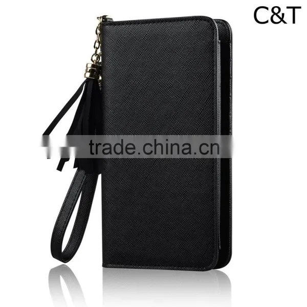 C&T Black Zipper Purse Leather Holster Wallet Clutch Wristlet Case for Apple IPhone 7 photo-2