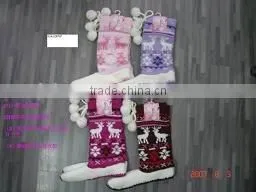 Long Women Knitted Jacquard Home Sock