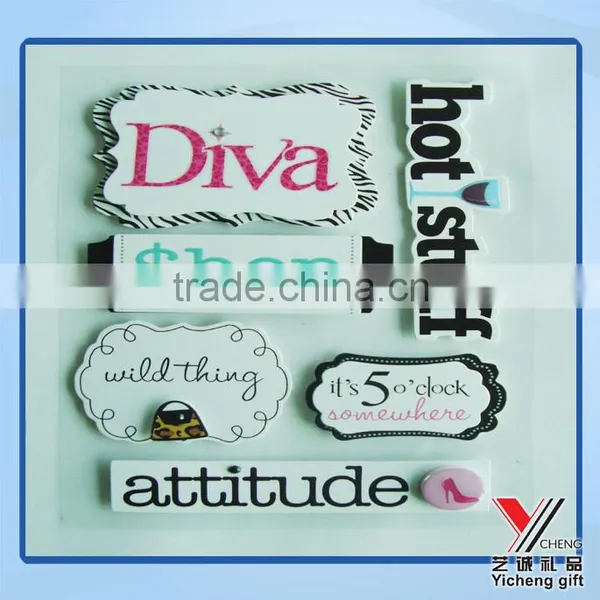 3D White &Black Words Handmade Sticker photo-2