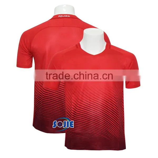 Customize a New Style Red Color Soccer Jersey Grade Original European 2016