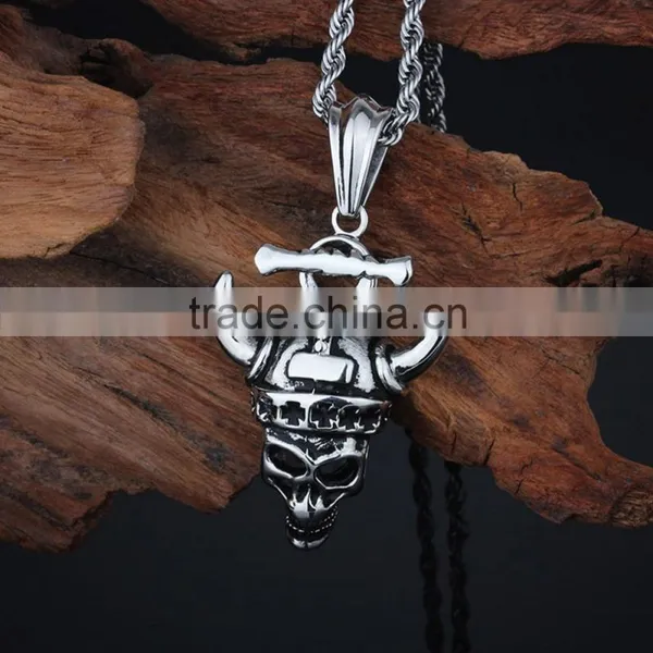 Stainless Steel Casting Unique Skull Style Horn Pendant photo-4