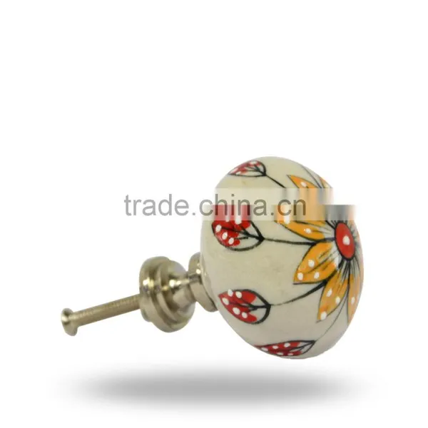 Ceramic Tomato With Yellow Flower Print Knob photo-2
