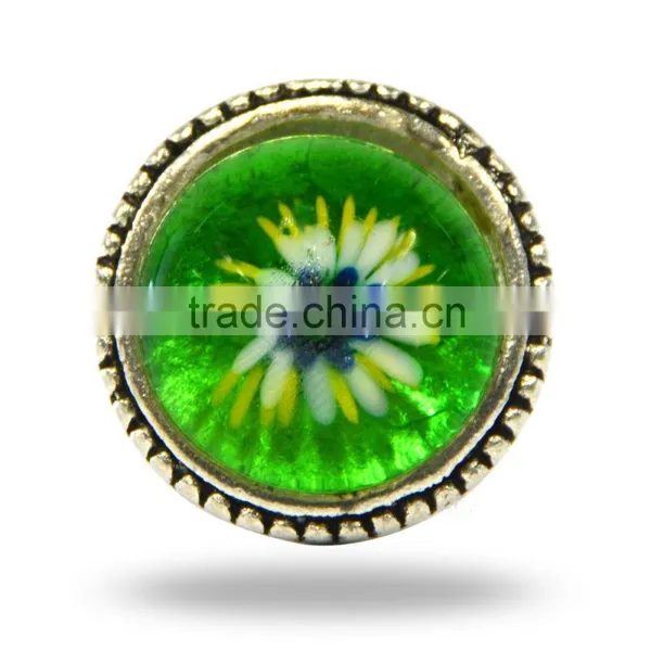 Metal Glass Round Black Knob With Red FLower photo-5