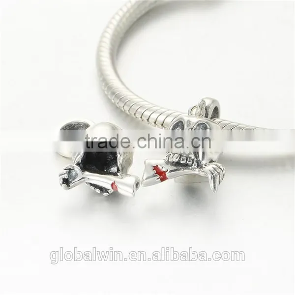 Skull Metal Charms European Charm Bracelet Necklace 100% Real 925 Sterling Silver S198 Best Gifts For You Or Friends photo-4