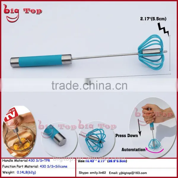 BT0147 New10" Whisk With Rubber Handle 10" Egg Better With Rubber Function Part 10" Rotary Egg Whisk