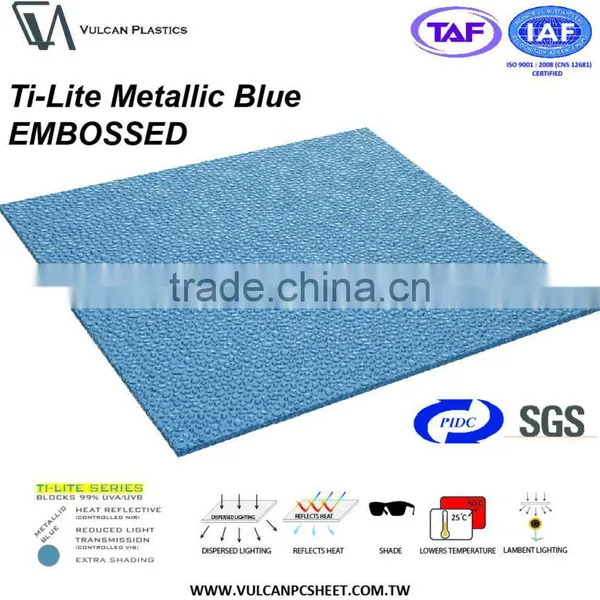 Opaque Lower Temp Plastic Polycarbonate Embossed Sheet (Ti-Lite Metallic Blue Solid Embossed) photo-2