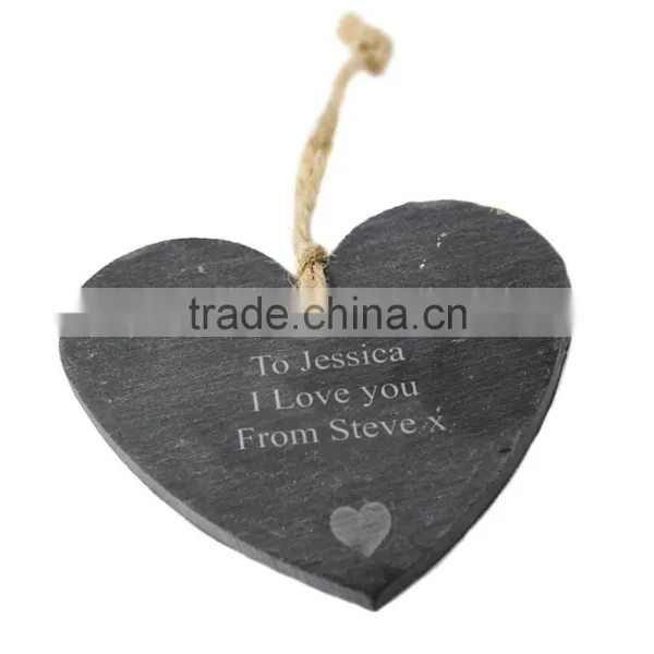 Natural Slate Hanging Heart With Rope ,decorative Salte Plaque photo-2