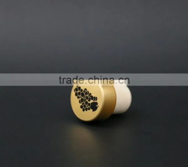 Gold Aluminum Cap With Synthestic Cork Wine Bottle Stopper Manufacturer photo-2