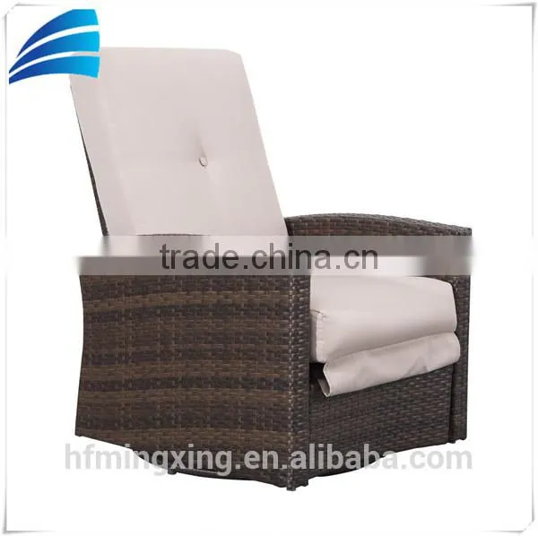 Outdoor PE Rattan Wicker Bar Armrest Chair Lounger With Cream Cushion photo-2