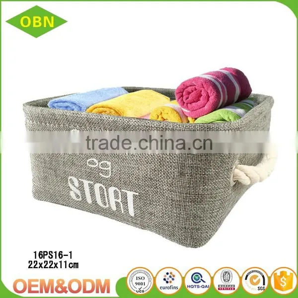 Household Functional Canvas Storage Basket With Cotton Liner Handle photo-3
