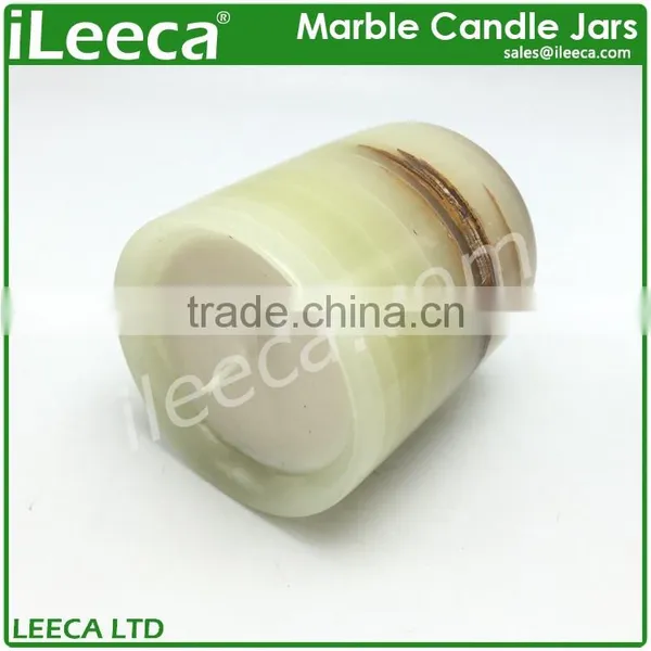 Nature Marble Stone Candle Jar With Various Colors Copper Lid photo-4
