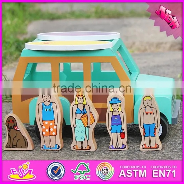 2017 New Products Funny Dog and Four People Wooden Car for Kids W04A314 photo-3