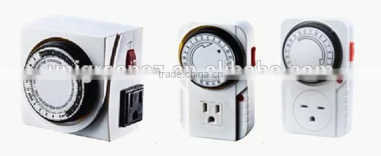 Easy-operation Small 24 Hours Mechanical Timer With Switch & Two Side Outlets photo-2