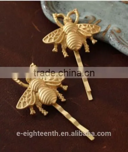 Fashion Gold Tone Bee Hairpin Side Clip Hair Accessories Hair Clip Hairpin For Women photo-3
