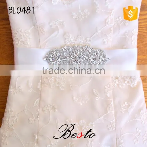 Vintage Custom Bridal Rhinestone Sash Applique for Bridesmaid Dresses photo-2