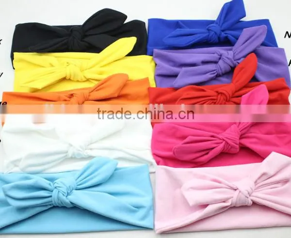 2015 Hot Sell Kids Cotton Stretch Elastic Headband Baby Headband Bow Knot Headband photo-2