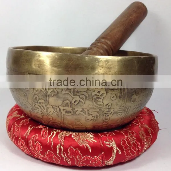 High Quality Double Dorje Tibetan Mantra Carving Singing Bowl photo-3