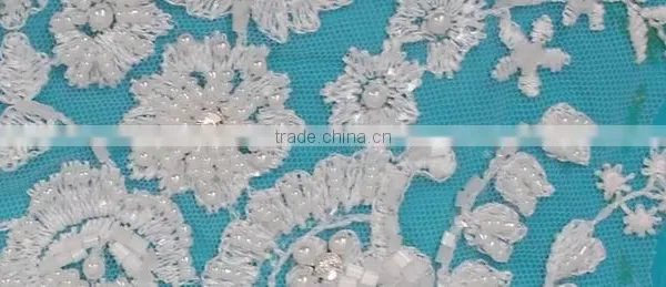 New Arrival Embroidered Lace Beaded Applique With Good Price photo-5