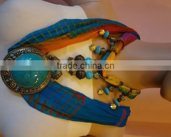 Handmade Pendant Scarf ,Traditional Indian Scarf, Chiffon Scarf 2015 Collection photo-3