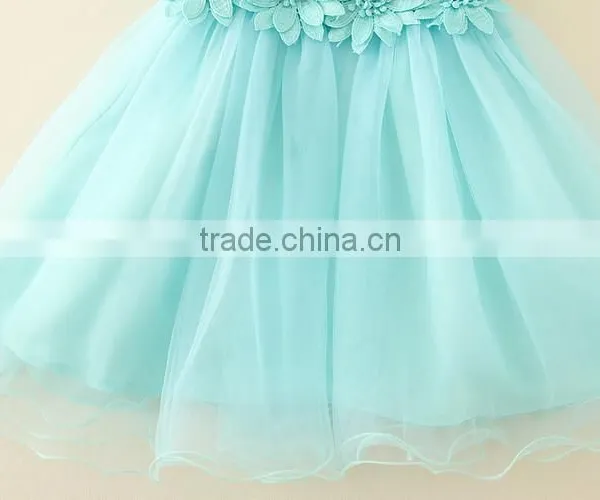 New India and Pakistan Clothing Child Green Handmade Flower Wedding Dress Sweet Girl Fluffy Party Dresses photo-4